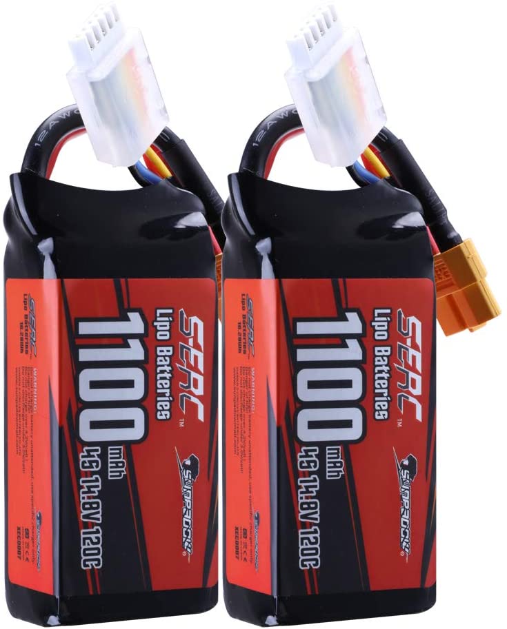 Sunpadow】 4S Lipo Battery 14.8V 1100mAh 120C Soft Pack with XT60 Plug