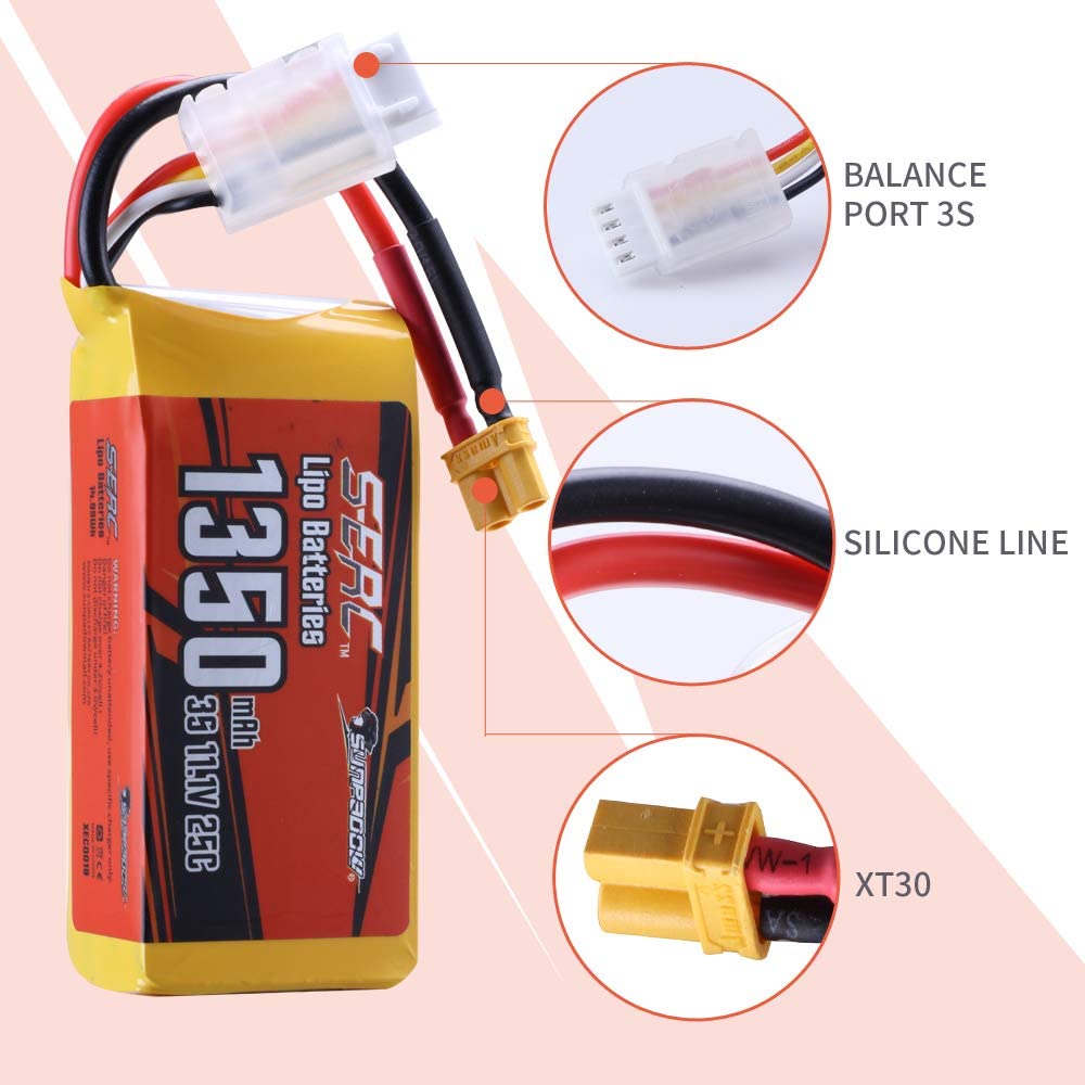 SIGP Lipo Battery for RC FPV newest Quadcopter Airplane Helicopter Racing 1350mah 11.1